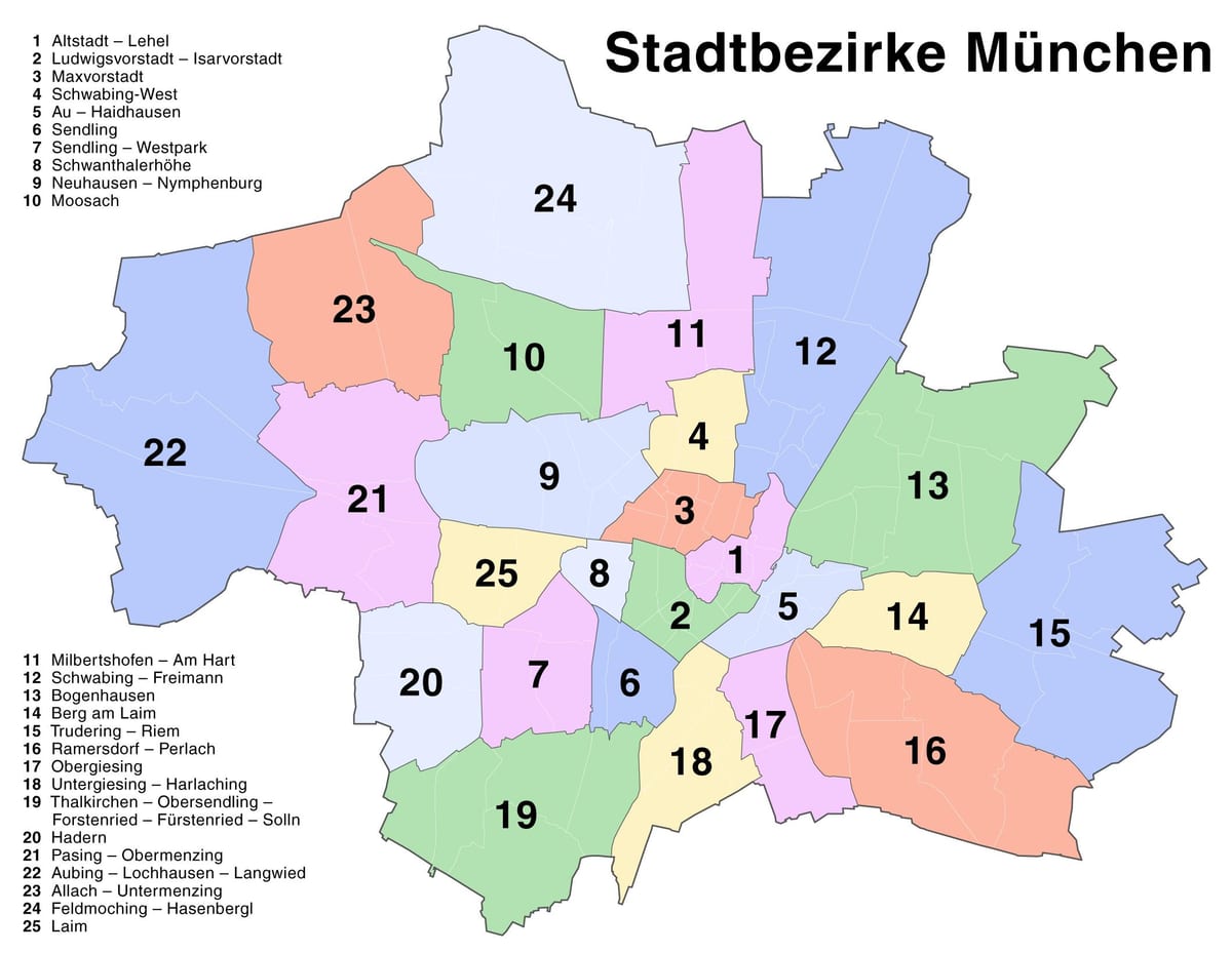 kort AF munich úthverfi