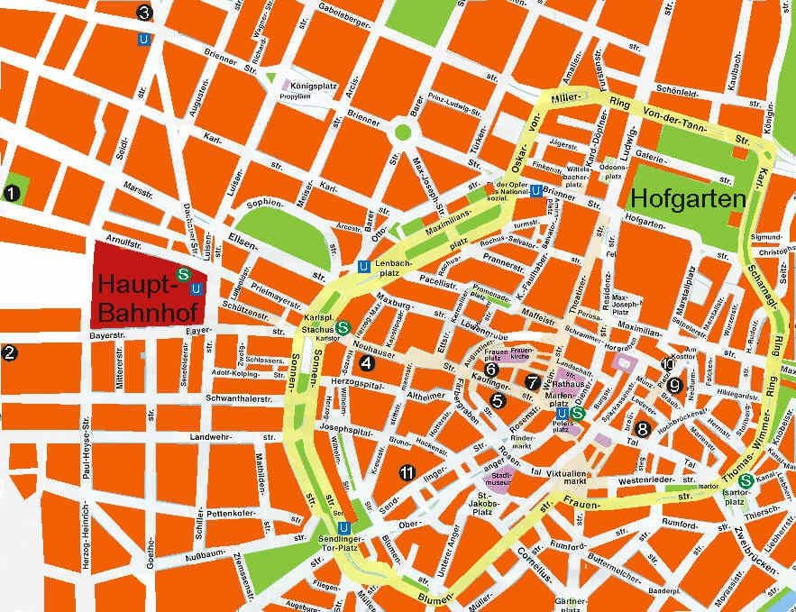 Kort af munich bjór sölum