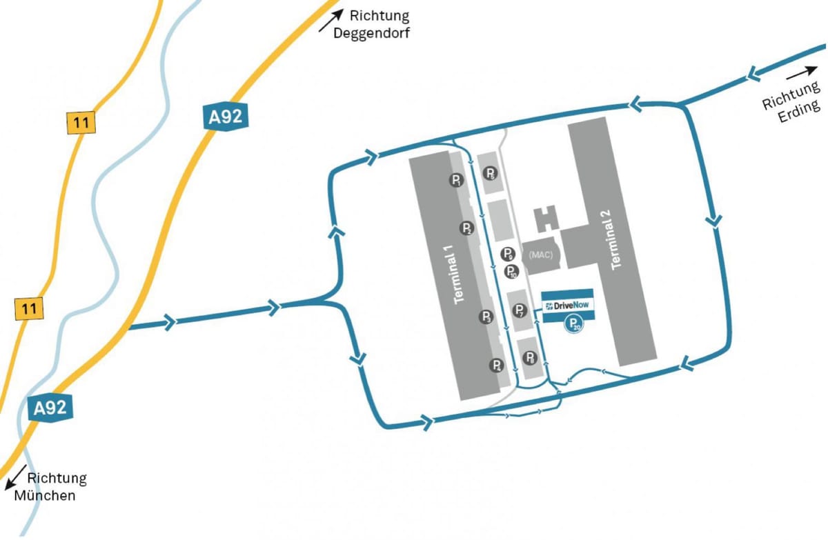 munich flugvöllur kort