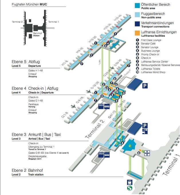 Kort af munich flugvöllur lufthansa