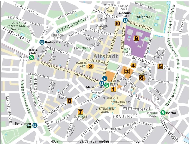 Kort af munich gamla bænum
