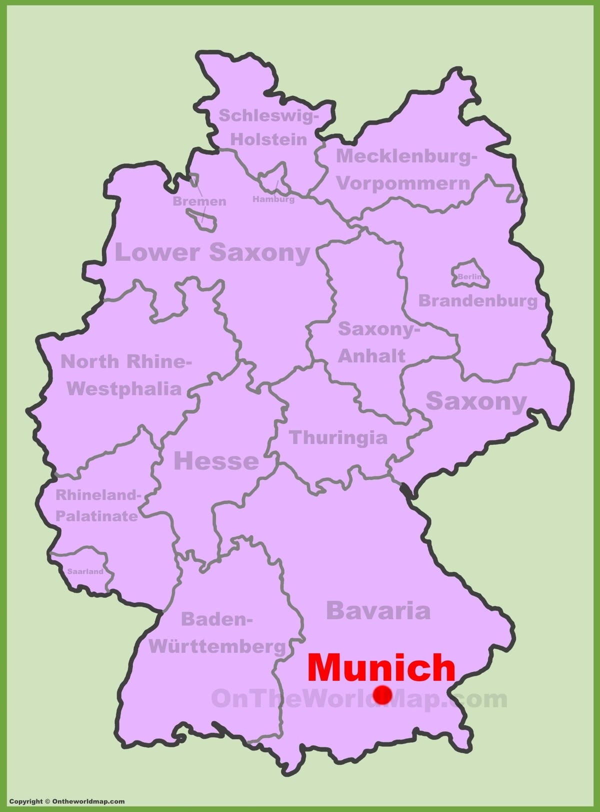 Kort af munich staðsetningu