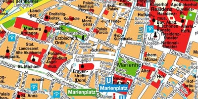 Götunni kort af munich miðbænum